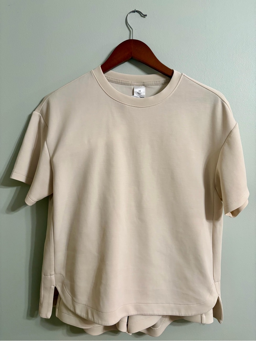 Women's Cream Set Short Sleeve Crew Neck Tee with matching shorts